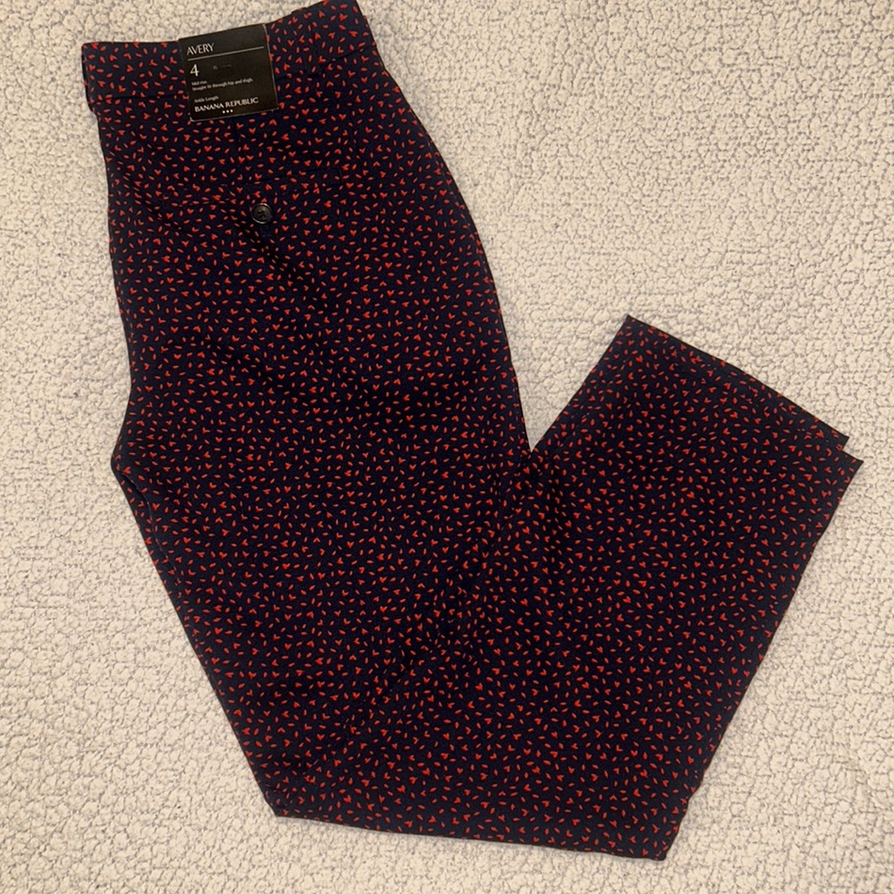 Banana Republic Avery Pants - Navy with Red Pattern Accent - Women’s Size 4